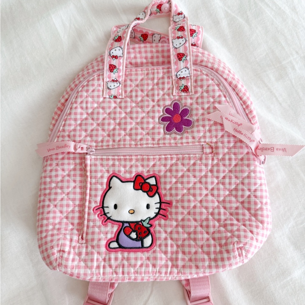 Rare Vera Bradley/Hello Kitty Pink Checkered Kids Backpack